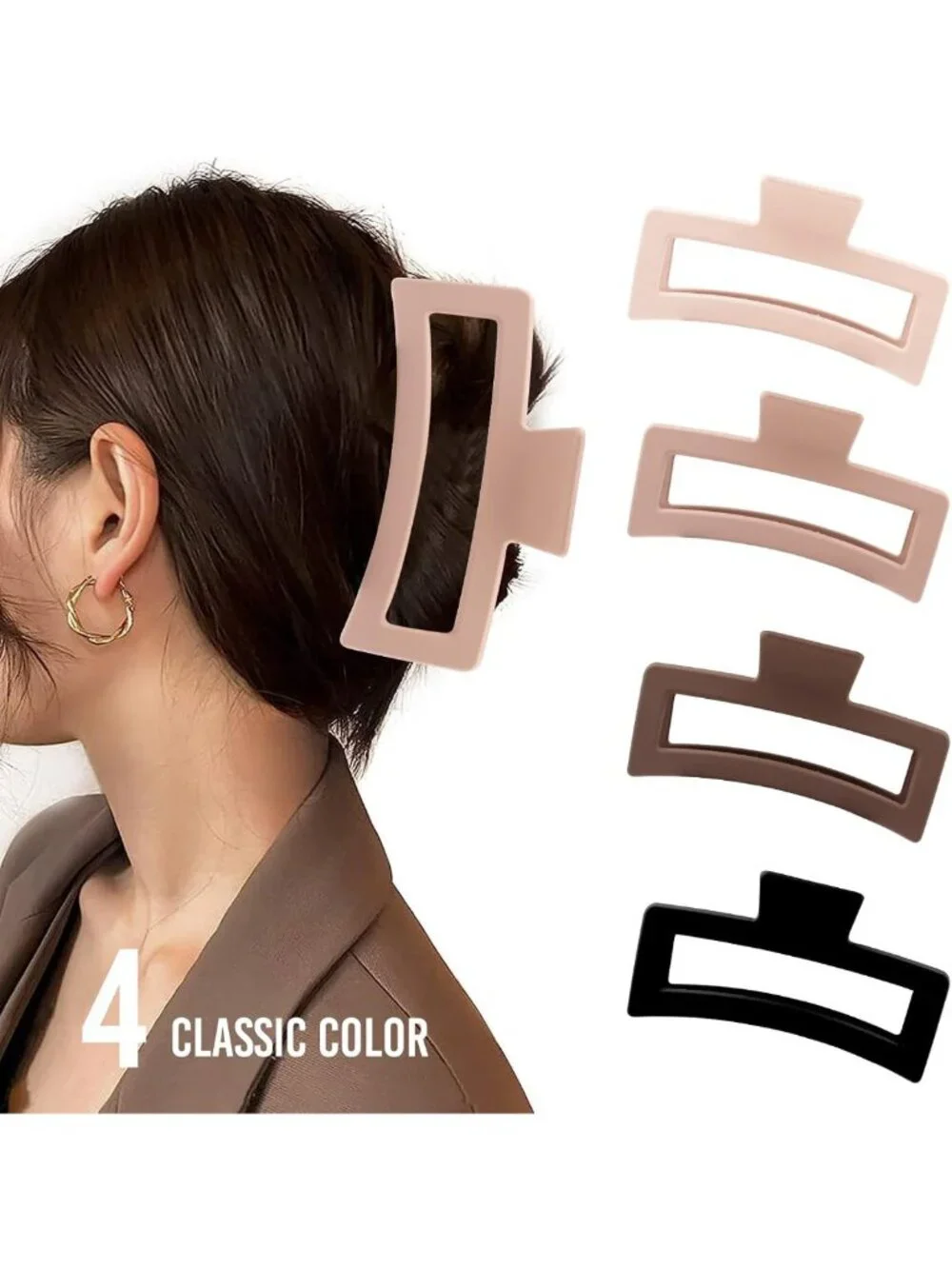 Extra Large Claw Clips for Thick & Long Hair - 4 Pack Jumbo Matte Hair Clips